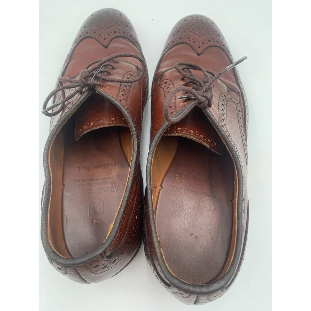 Allen Edmonds Madison Park Wingtip Brogue Derby Shoes Men's Sz 9D Walnut Brown